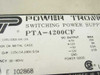 Power Tronic PTA-4200CF label showing model number, DC output ratings and CSA certification