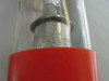 Close-up of Hanovia L-5442-000 lamp base showing engraved brand name HANOVIA and part number L-5442 on metal electrode mount