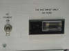 Right side panel detail showing AC Power On/Off toggle switch and 110 VAC Input Only 5A Fuse IEC inlet label