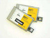 US Robotics Megahertz XJ4338 PCMCIA modem cards — angled view showing XJACK RJ-11 connector extended from card edge
