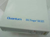 Close-up of Quantum DLTtape III XT branding label on front face of white tape cartridge