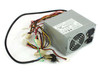 Lead Year ES-2253A 250W AT power supply front-right view showing full cable harness with 6+6 pin motherboard connector and multiple Molex drive connectors