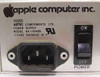 Apple AA11040B power supply input panel showing Apple Computer Inc. branding, Astec Components Ltd. label, 115VAC IEC inlet, and ON/OFF rocker switch