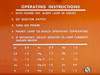 Spectroline 1500 front-panel Operating Instructions label — five-step instructions and lamp current table listing Ar, Cd, Cs, He, Hg, Hg/3, Hg-Cd, K, Kr, Na, Ne, Rb, Tl, Xe, Zn with ampere values