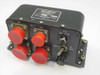 Perkin-Elmer LB13B Computer Camera 332269 – three-quarter front-left view showing four red-capped mil-spec connectors (J1–J4), F2 fuse, and S1 ON/OFF toggle switch