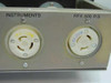 Top output receptacle panel showing Instruments 15A 125V and RFX 600 P/S 15A 250V twist-lock outlets