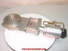 VAT Series 108 UHV gate valve — front-left view showing large CF/ISO flange face with copper gasket seat, stainless steel body with VAT logo, and pneumatic double-acting cylinder actuator with copper tubing and solenoid valve assembly