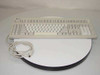 Sun Type 5c keyboard 3201234-02 full top view with attached coiled 8-pin DIN cable on turntable