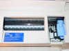 Epson Stylus Color 800 interior view with top cover open – print head carriage rail, ink cartridge bay, and blue cartridge visible