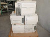 Lexmark Optra laser printer pallet lot — front three-quarter view showing stacked T612, S1650, and SC1275 units with control panels visible