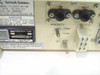 Network Systems FL2000-HP/HB rear panel detail showing OPT IN and OPT OUT optical ports, PRIORITY High/Low switch, fuse holder, and rating label reading 100/115V AC 1A 50/60Hz P/N 441947-01