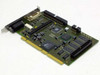 Isra Vision Systems AG Smash Web Processor V1.0 ISA card — reverse component-side angle showing ALi controller IC, memory array, and bracket with Centronics and DB25 connectors