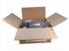 Intel StorageExpress LDS240208E ELD network backup server in open cardboard box with plastic wrap, Intel branding visible on box bottom