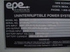EPE Technologies EPS-2101/44.66 nameplate — 125KVA, 480V 3-Phase 60Hz input/output specs, battery input 390-480 VDC, manufactured 1997 under license from Merlin Gerin