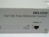 D-Link DES-2205 – right-side front panel close-up showing 100Base-TX RJ-45 uplink port with Link, Activity, and Collision LEDs