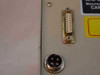 Cardio Display Corp CD-200 Cardiac Monitor – rear panel close-up showing 15-pin D-sub printer port connector and 4-pin circular DIN patient lead wire connector