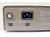 HP 9111A rear panel — IEC C13 AC inlet close-up with voltage selector showing 100/120/240/220V positions and fuse rating label (250V, 48–66 Hz)