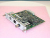 HP J2552-60003 JetDirect network card — angled view showing PCB with main controller ICs, edge connector, and bracket faceplate with ports
