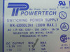 Powertech WK-6200DL3N1 power supply – specification label showing 200W max, 100-240V AC input, and DC output ratings for +3.3V and +5V rails