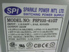 SPI FSP235-61GT specification label showing model number, input 115/230V 8/4A 60/50Hz, output 235W, and rail current ratings