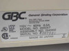 GBC 2000XT rating label — General Binding Corporation, 115V 60Hz 6.5A, Model 2000XT, Assembly No. 1340002, Made in Japan, UL and CSA listed
