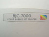 Canon BJC-7000 model name plate closeup — 'BJC-7000 Color Bubble Jet Printer' with Canon logo