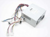 Dell HP-233SNF 230W ATX power supply — angled front view showing Dell logo, metal chassis, side cooling fan, and full cable harness