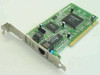 Kingston KNE110TX 10/100 Fast Ethernet PCI NIC card – angled top view showing PCB, Kingston controller chip, and RJ45 port
