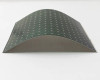 Nanosolar NanoCell CIGS solar cell bent to show flexibility of thin aluminum substrate — side profile view