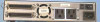 DataStor SCSI enclosure rear panel showing dual 50-pin Centronics SCSI ports, ventilation fan, two AC pass-through outlets, IEC power inlet, and rocker power switch