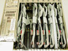 Interior view of Cubix FT Subsystem chassis showing multiple ISA CPU cards with ribbon cables installed across backplane