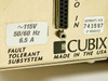 Cubix FT Subsystem power label showing 115V 50/60Hz 6.5A rating, Fault Tolerant Subsystem designation, and Made in USA badge