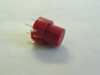 C&K ITT D6 D60203 red round-cap momentary key switch — side view showing full body profile and through-hole pins