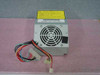HP 0950-2222 SMP-75QB 79.5W desktop power supply — front/top view showing fan vent, yellow warning label, and multi-colored power connector cable bundle