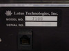 Lotus Technologies 7100 CSS module – close-up of Lotus Technologies Inc. label confirming Model No. 7100 with Serial No. field blank