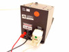 RJD Controls Model 10 Domain Aligner — rear panel of aligner head showing Applied Magnetics property tag, serial number, high voltage warning label, coil power input, and program interlock connector