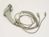 Unitech MS300-1 handheld barcode scanner full view with coiled PS/2 keyboard wedge cable