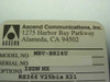 Ascend Communications label showing Model No. MBV-BRI4U, Options: ISDN NX, RS366, V25bis, X21