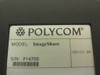 Polycom ImageShare label showing model name, 12V 0.3A power rating, and serial number