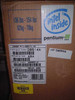 HP NetServer LC 2000 D8514A shipping box label showing product number D8514A, option code ABA, serial number U802823113, Intel Pentium III sticker, and HP Refurbished yellow label