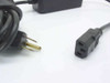 Close-up of NEMA 5-15P plug and IEC C13 output connector from the Inmac 6685 HP F1044A power adapter assembly