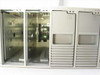 HP NetServer Rack Storage/8 front bay detail — two bays open with missing drive covers, two bays with HP logo drive cover panels visible