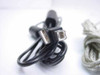Black unbranded USB A to B shielded cable showing Type A and Type B male connectors close up