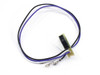 Zebra 401220G-001P LED PCB sensor board with black, white, and blue wire harness and spade terminals – full view