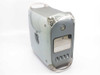 Apple Power Mac G4 M8570 – front and right-side view showing Apple logo, optical drive bay, and clear plastic handle corners