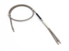 Tri-Tonics BF-A-36X494 bifurcated fiber optic cable full length view showing stainless steel coiled jacket, Y-split, and barrel tip ends