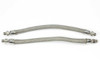 Swagelok SS-FM4PM2PM2-12 FM Series pair of two 12-inch stainless braided hoses laid side by side on white background