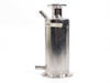 Stainless steel in-line filter housing — opposite three-quarter view showing partial label sticker reading '-929A' and lower threaded side port