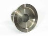 Stainless steel KF flange reducer DN16KF to DN40KF – rear/underside view showing smooth machined bore and large flange face