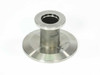DN16KF to DN40KF stainless steel vacuum flange reducer adapter – front top view showing small NW-16 flange neck and large NW-40 base flange